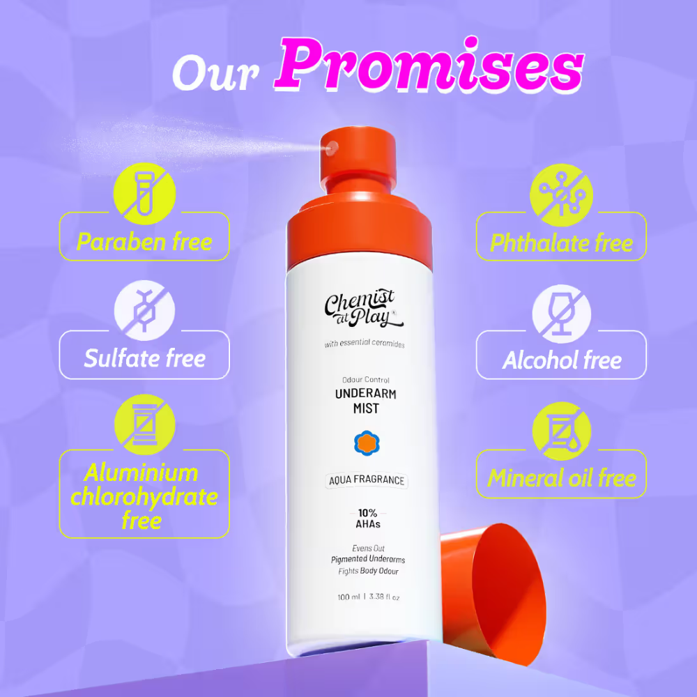 Chemist At Play Exfoliating Underarm Spray Mist With 10% AHAs + 2% Niacinamide Fades Pigmentation