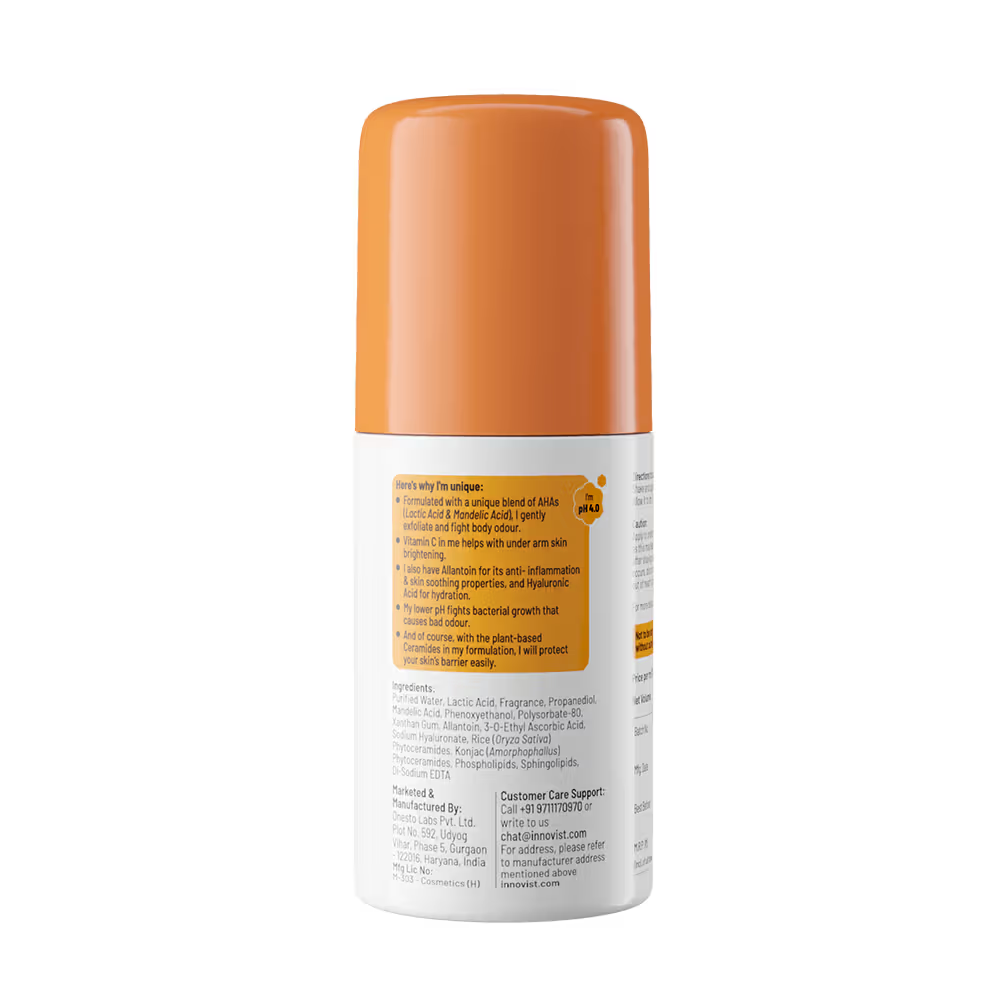 Chemist at Play 5% AHA Underarm Roll On, Lactic Acid Deodrants for Men & Women - Aqua Fragrance