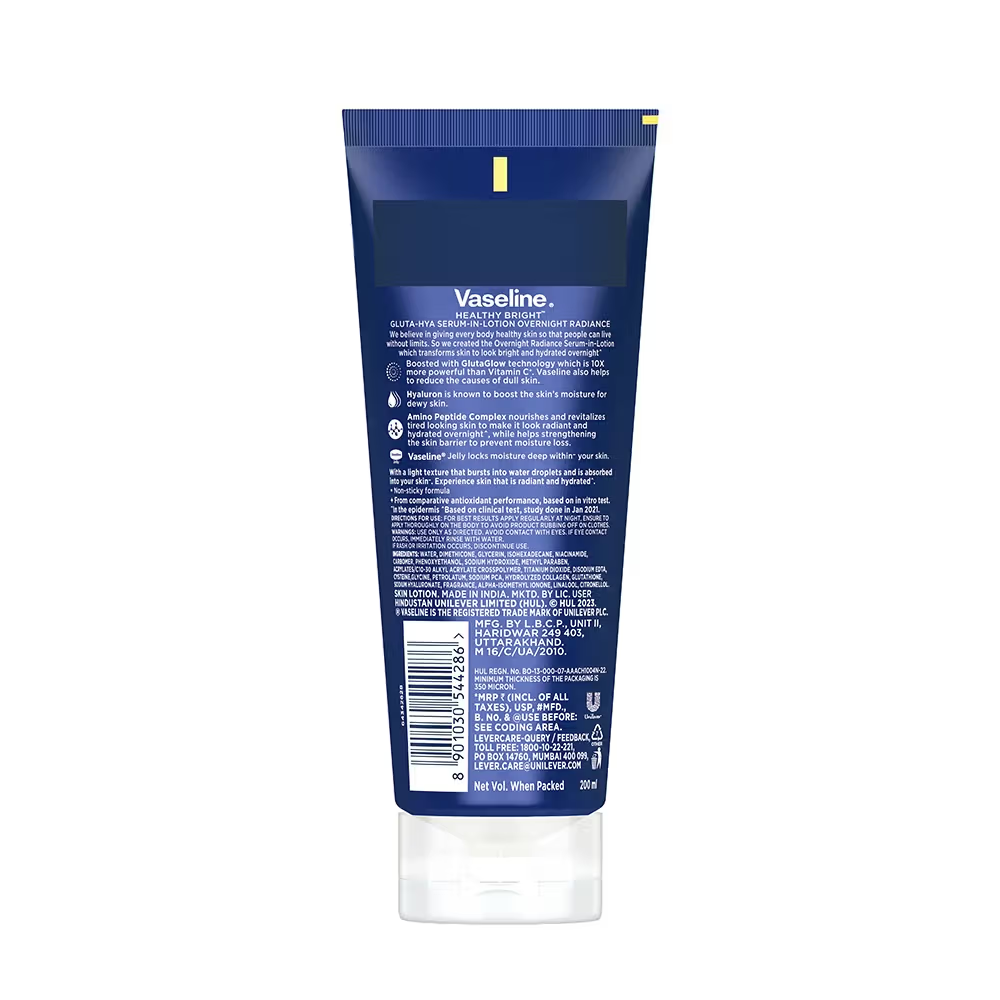 Vaseline Gluta-Hya Overnight Radiance, Serum-In-Lotion, With Amino Peptide And GlutaGlow