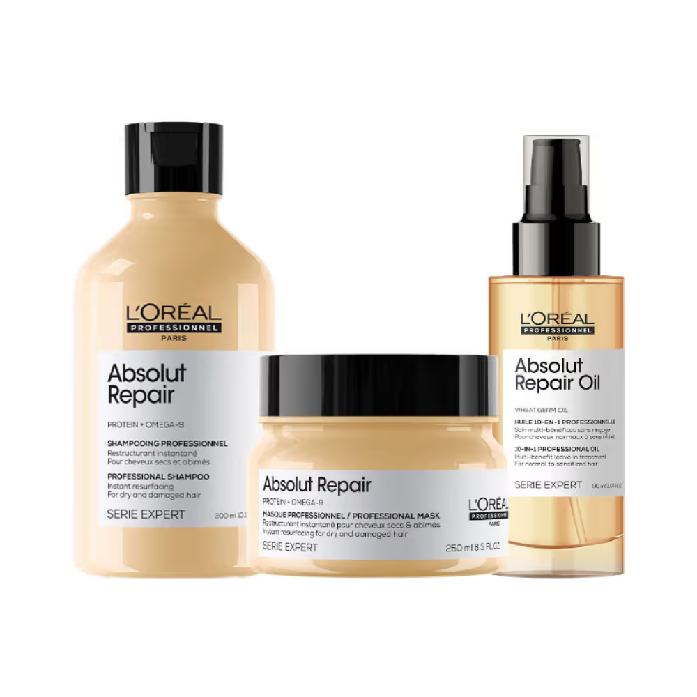L'Oréal Professionnel Absolut Repair Shampoo, Hair Mask & Hair Serum, Serie Expert