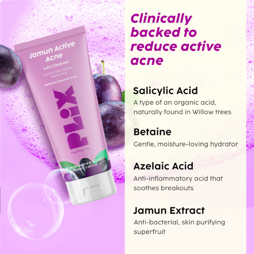 Plix Jamun Active Acne Regime With Cleanser & Toner To Unclog Pores & Reduce Acne