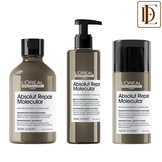 L'Oréal Professionnel Absolut Repair Molecular Shampoo, Rinse-Off Serum & Leave-In Mask Damaged Hair