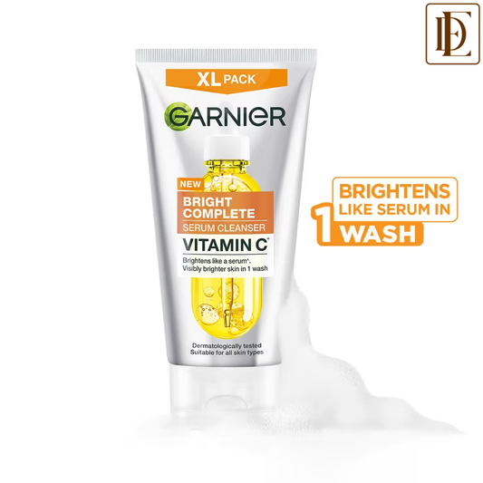 Garnier Vitamin C+ Serum Face Wash Brightening & Tan Removal Gentle Cleanser For All Skin Types