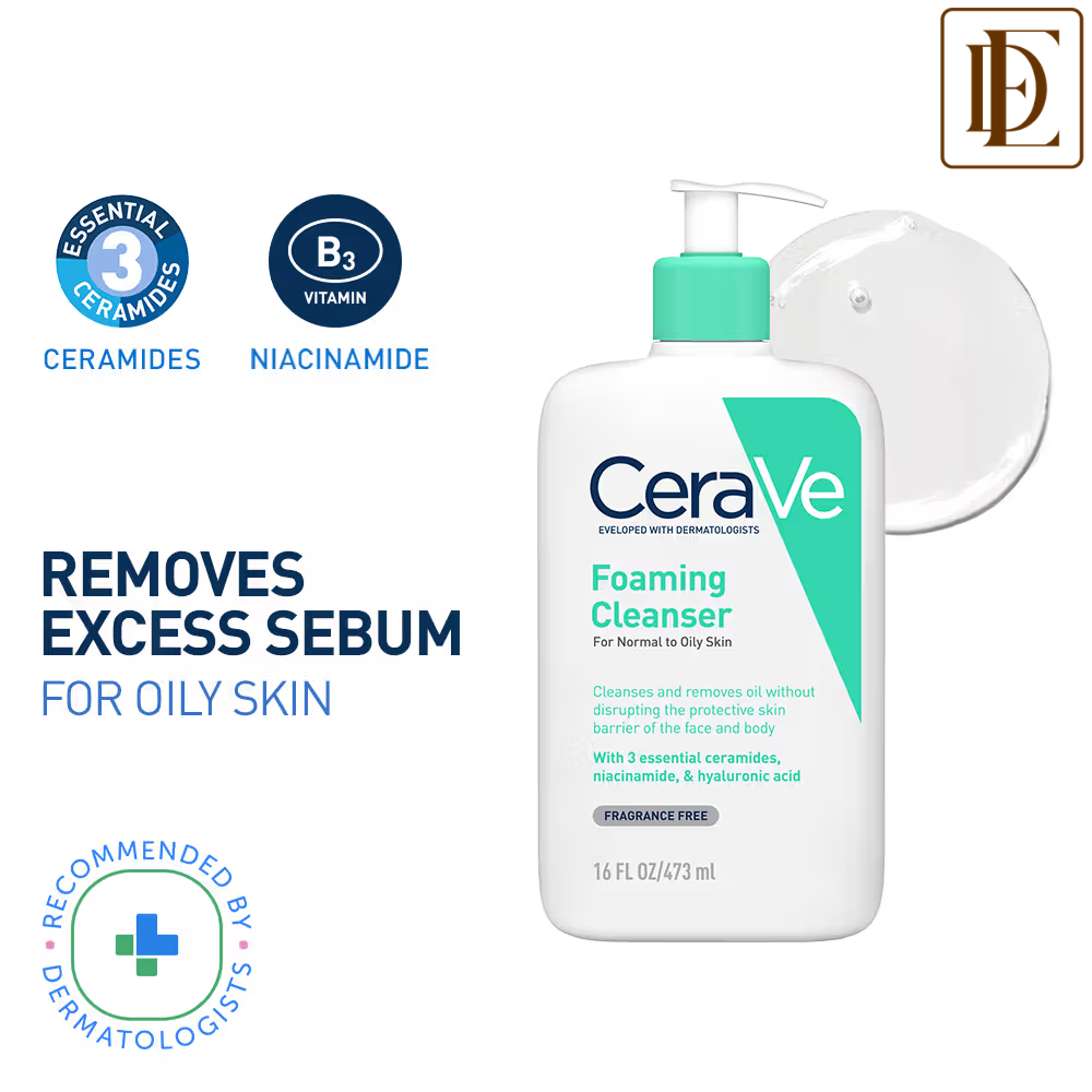 CeraVe Foaming Cleanser Face Wash For Oily Skin with Hyaluronic Acid, Ceramides & Niacinamide