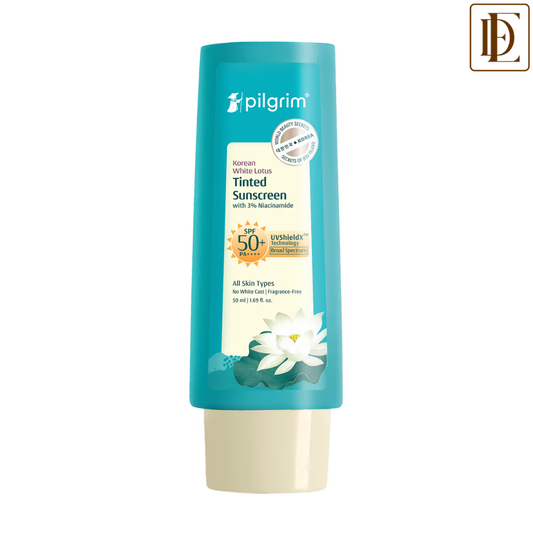 Pilgrim Korean White Lotus Tinted Sunscreen SPF 50+ PA++++ With 3% Niacinamide