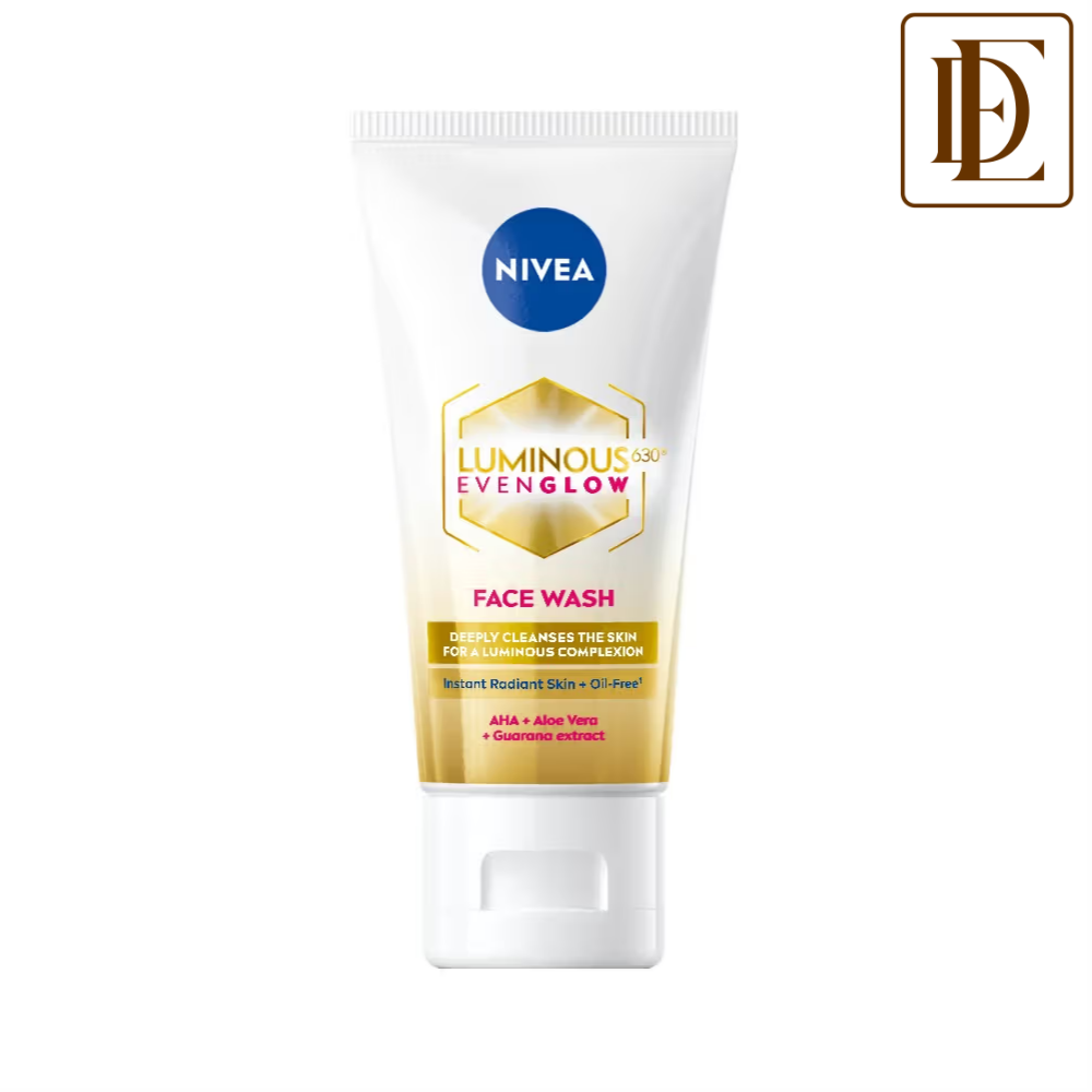 Nivea Luminous Even Glow Face Wash Oil Free Formula, Aha, Aloe Vera, Guarana Extract Deep Clean