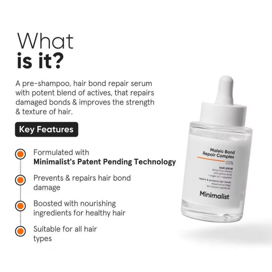 Minimalist Maleic Bond Repair Complex 05% Hair Serum For Soft & Smooth Hair & Treats Split Ends & Breakage