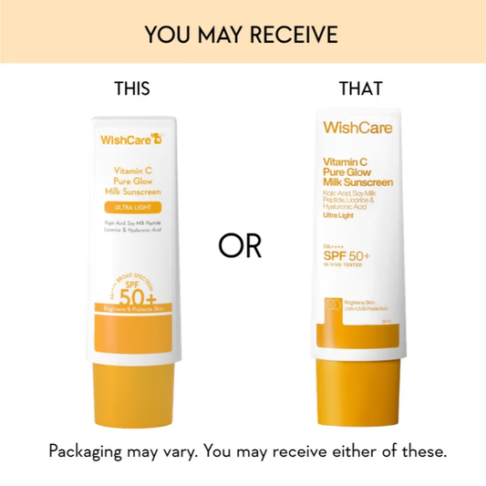WishCare Vitamin C Pure Glow Brightening Face Sunscreen for Dry Skin with SPF50 PA++++In-Vivo Tested