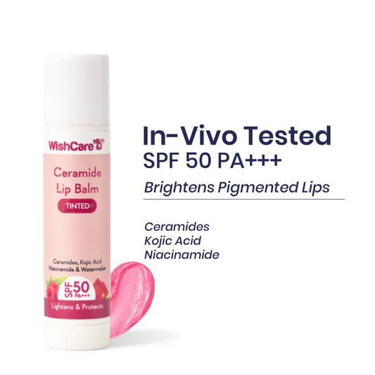 Wishcare Tinted Ceramide Lip Balm with SPF50 PA+++ - Kojic Acid & Niacinamide - For Lip Lightening