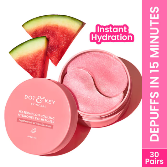 Dot & Key Watermelon Cooling Hydrogel Eye Patches, With Hyaluronic & Niacinamide, Depuffs & Cools