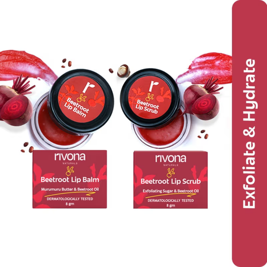 Rivona Naturals Beetroot Lip Scrub & Balm - Natural Pink Lips