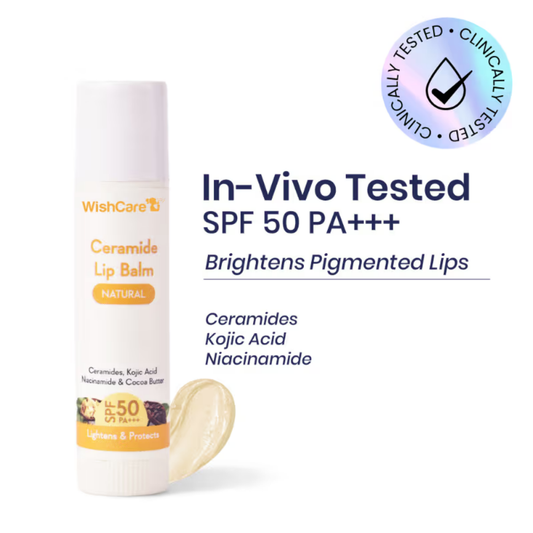 Wishcare Ceramide Lip Balm With SPF 50 PA+++ Kojic Acid & Niacinamide For Lip Lightening Natural
