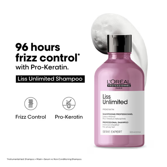 L'Oréal Professionnel Liss Unlimited Shampoo, Upto 96 hours of frizz control, With Pro-Keratin