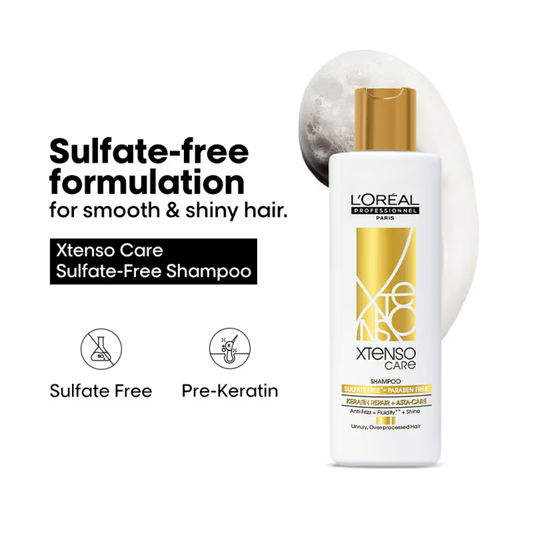 L'Oreal Professionnel Xtenso Care Sulfate-Free Shampoo, Frizz-Free & Shiny Hair With Pro-Keratin