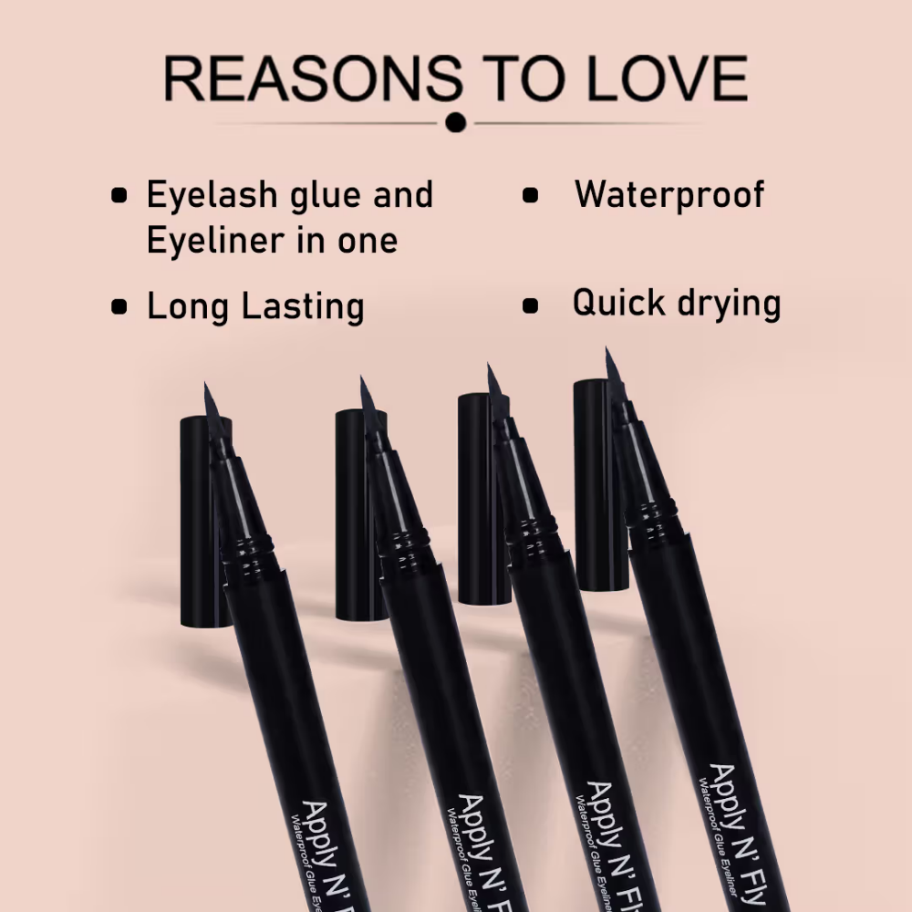 FLiCKA Apply N' Fly 2-in-1 Liquid Pen Glue & Eyeliner Long Lasting Intense Pigment