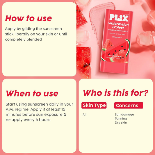 Plix Watermelon Invisible Sunscreen Stick