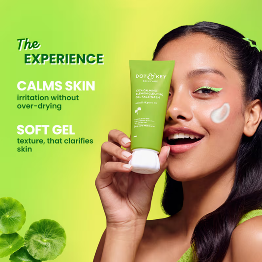 Dot & Key Cica Calming Blemish Clearing Gel Face Wash, Salicylic & Green Tea, Acne & Oil Control