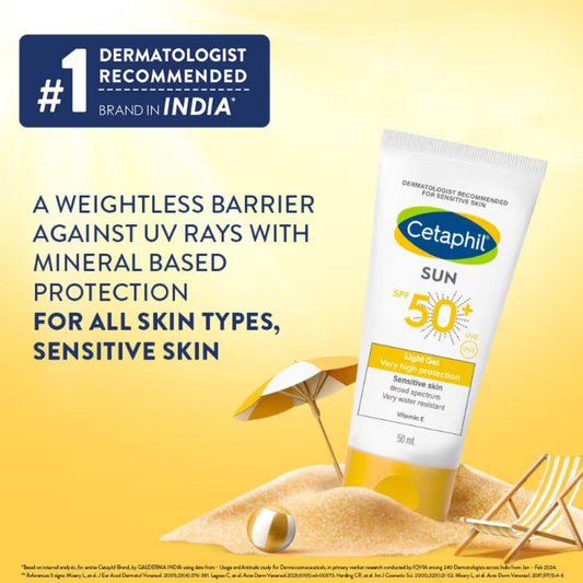 Cetaphil Sun SPF 50+ Light Gel Very High Protection Mineral Base for All Skin Types, Sensitive Skin