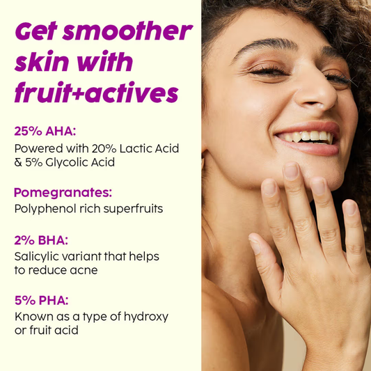 PLIX Pomegranate Peeling Solution For Glowing & Even Toned Skin with 25% AHA + 2% BHA + 5% PHA