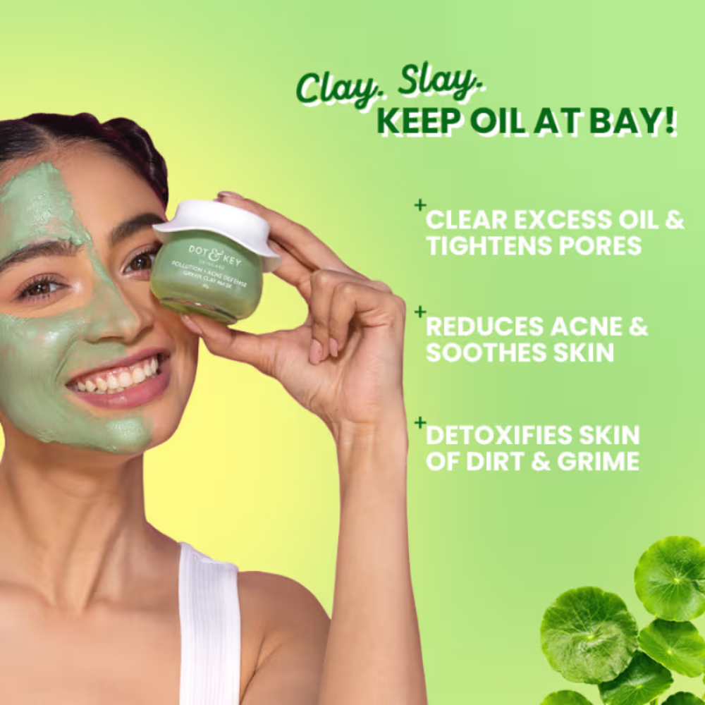 Dot & Key Anti-Acne Salicylic Green Clay Face Mask For Dark Spots Redution & Balances Oil & Sebum