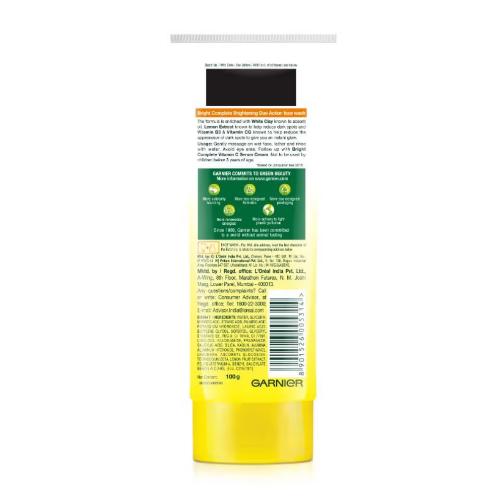 Garnier Bright Complete Brightening Duo Action Face Wash
