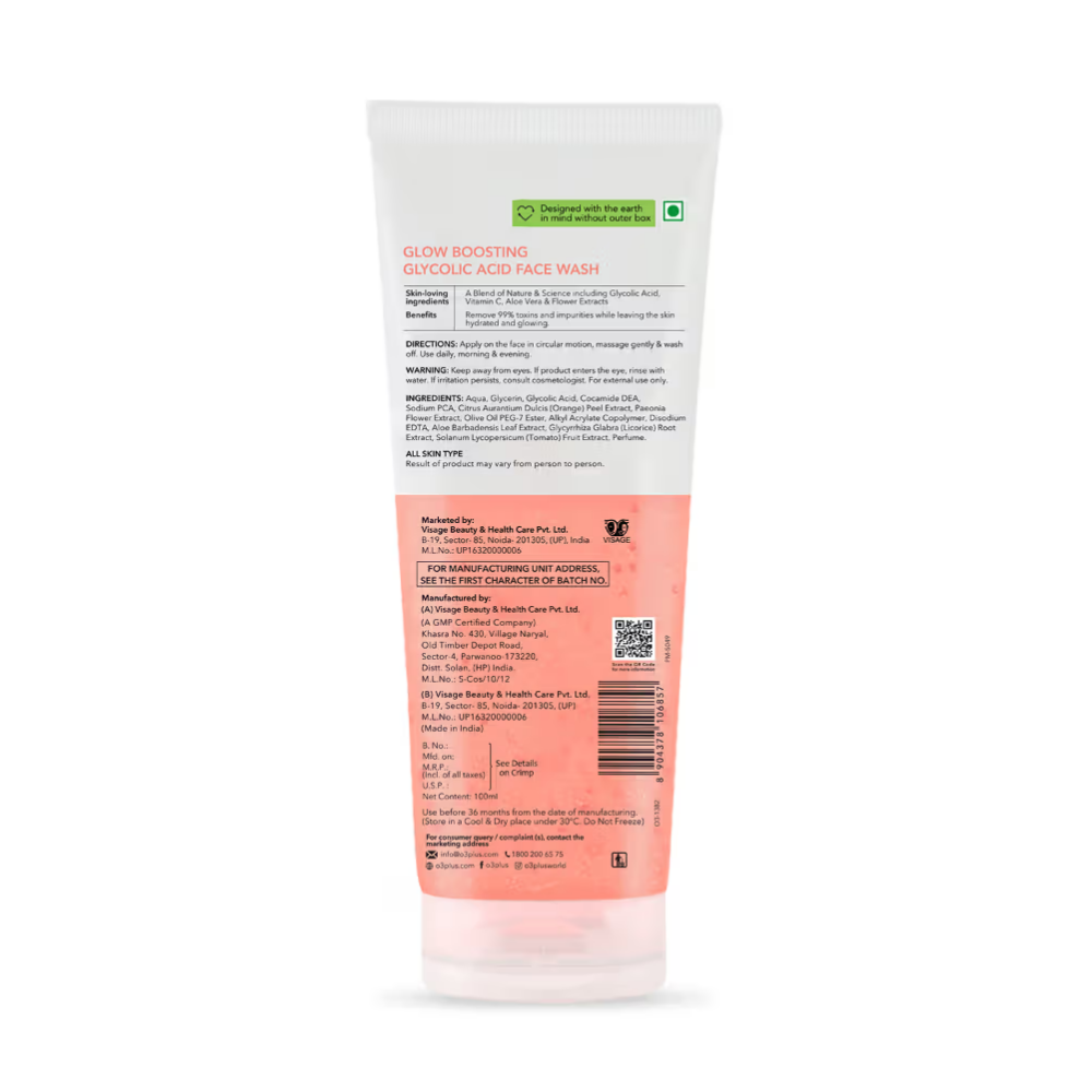 O3+ Glycolic Acid Glow Boosting Hydrating Face Wash For Dull Skin & Dark Spots