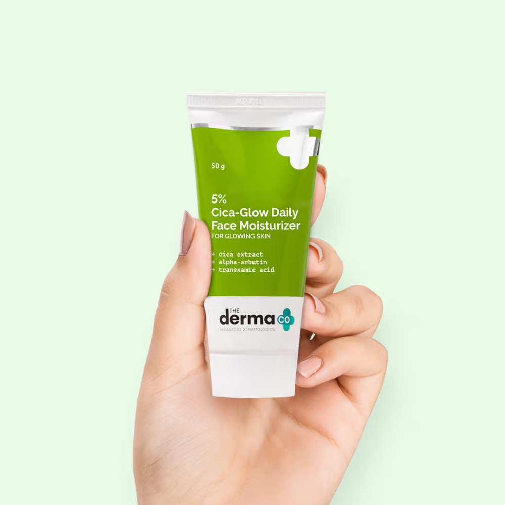 The Derma Co 5% Cica-glow Moisturizer With Alpha Arbutin & Tranexamic Acid For Glowing Skin
