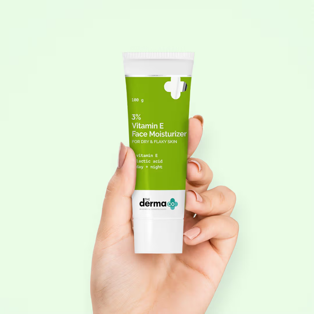 The Derma Co 3% Vitamin E Face Moisturizer With Vitamin E & Lactic Acid For Dry & Flaky Skin Day+Night
