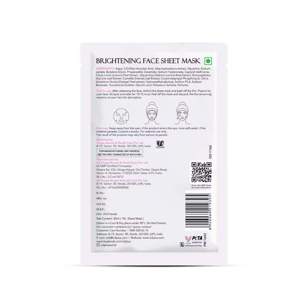 O3+ Facialist Brightening Face Sheet Mask With Glycolic