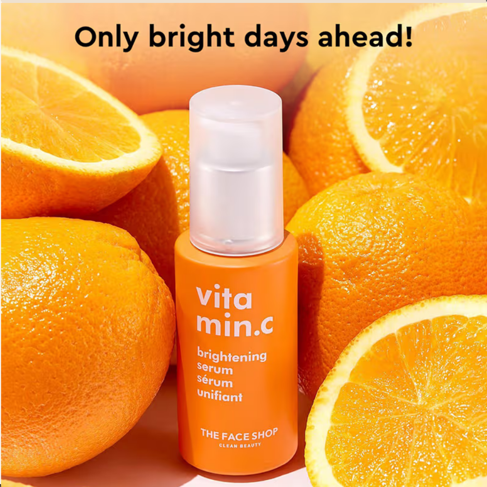 The Face Shop 98% Pure Vitamin C Brightening Korean Serum with Niacinamide & Hyaluronic Acid