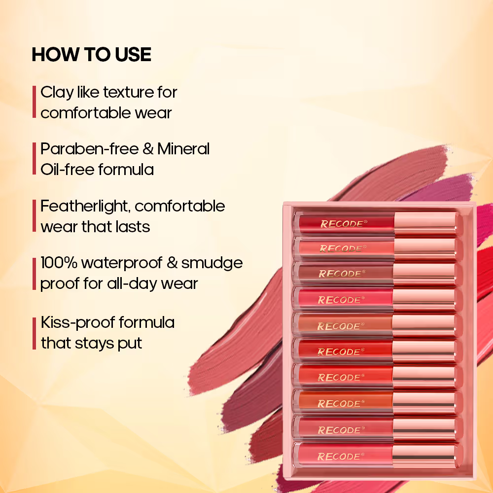 Recode Clay Matte Liquid Lipstick - Set Of 10