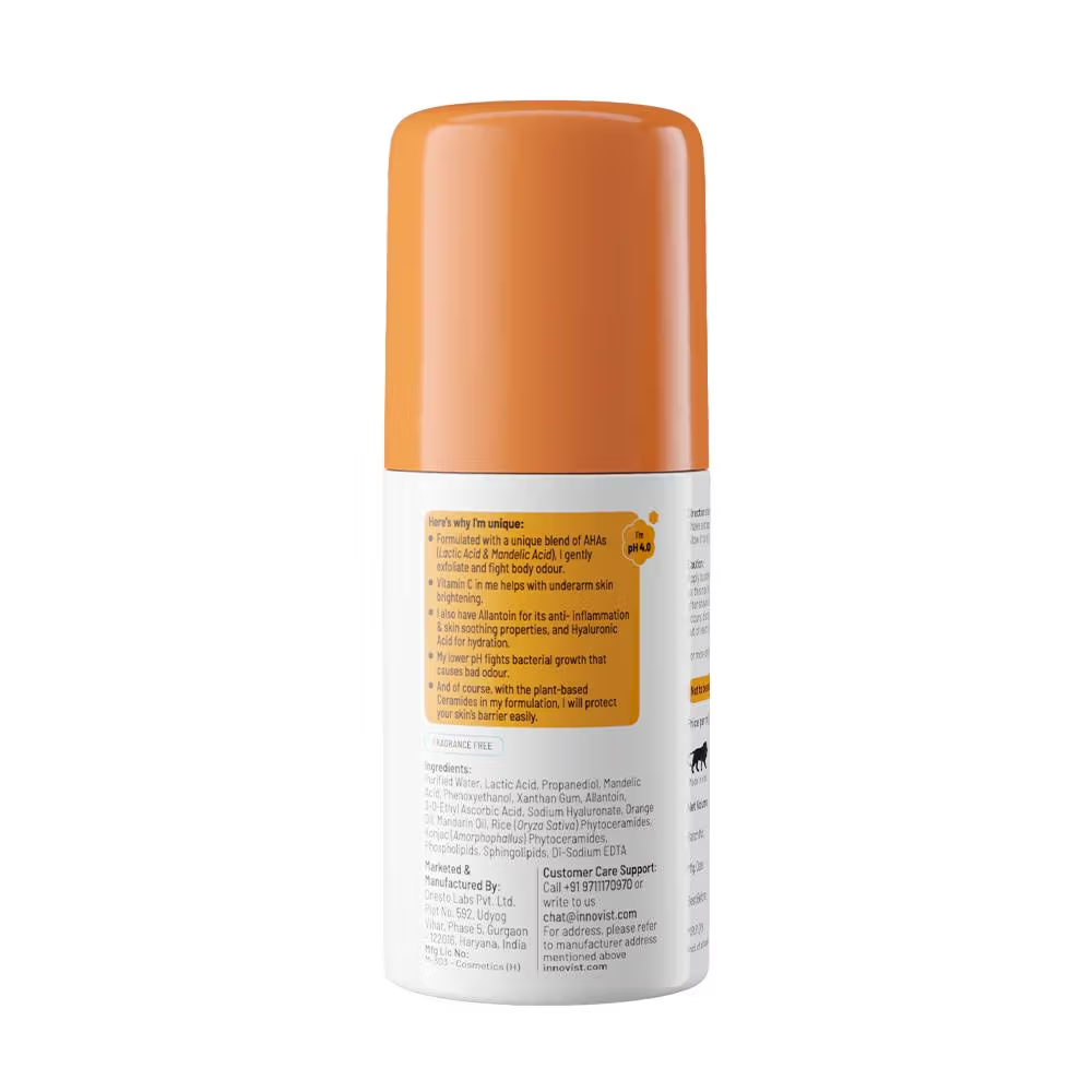 Chemist at Play 5% AHA Underarm Roll On Lactic Acid for Dark & Pigmented Skin - Fragrance Free