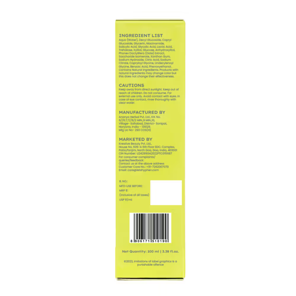 Hyphen Oil Control Daily Exfoliating Cleanser 2% AHA + BHA Salicylic Acid Face Wash For Oily Skin & Acne