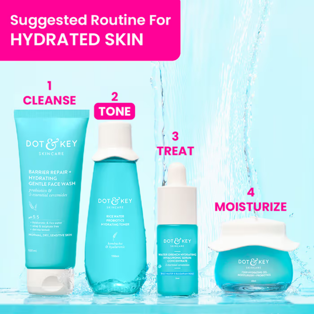 Dot & Key Blueberry Hydrate Barrier Repair Toner, With 5 Ceramides & Rice Water, For All Skin Types