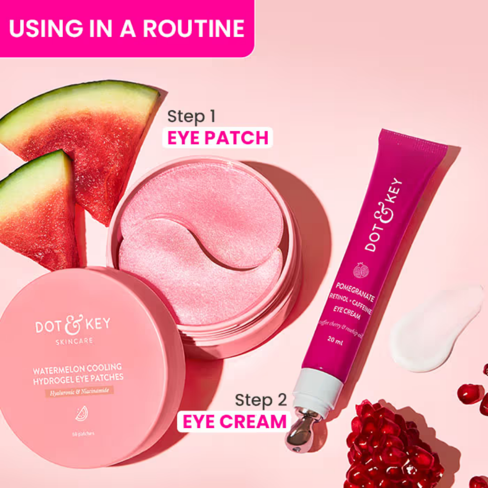 Dot & Key Watermelon Cooling Hydrogel Eye Patches, With Hyaluronic & Niacinamide, Depuffs & Cools