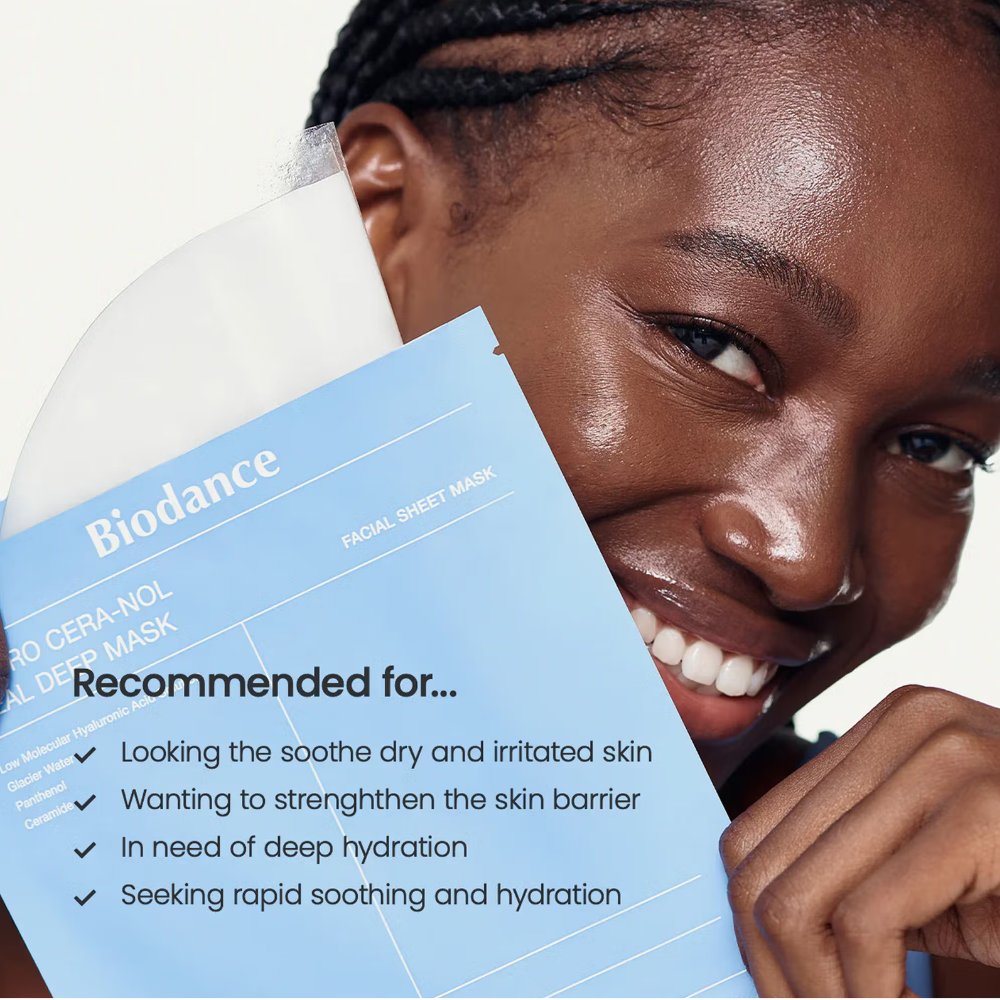 Biodance Hydro Cera-nol Real Deep Mask, Korean Hydrogel Mask Hydrates & Soothes Dry Skin - Pack of 4