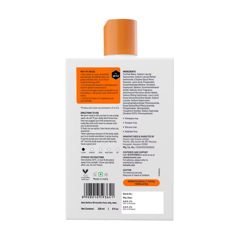 Chemist At Play Exfoliating Body Wash with 4% Lactic Acid & Salicylic Acid, Prevents Body Acne