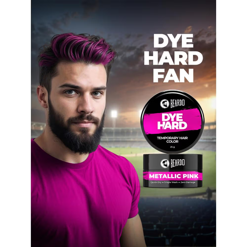 Beardo Dye Hard Temporary Hair Color - Metalic Pink