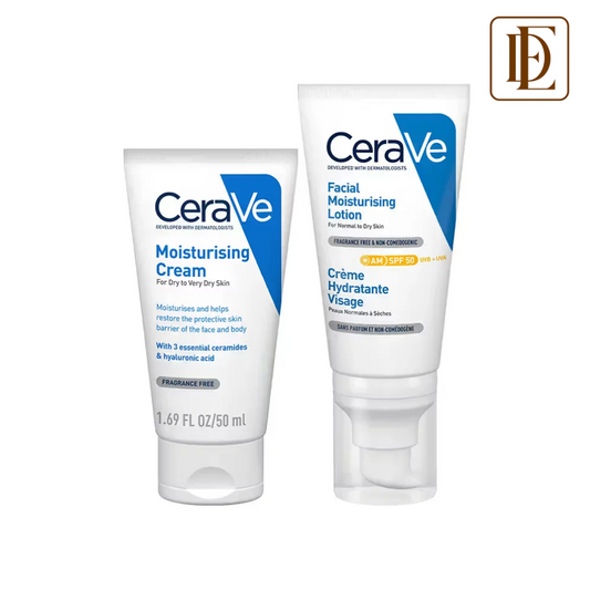 CeraVe Sun Protection Combo - AM lotion SPF 50 Sunscreen & Moisturizing Cream For Dry Skin