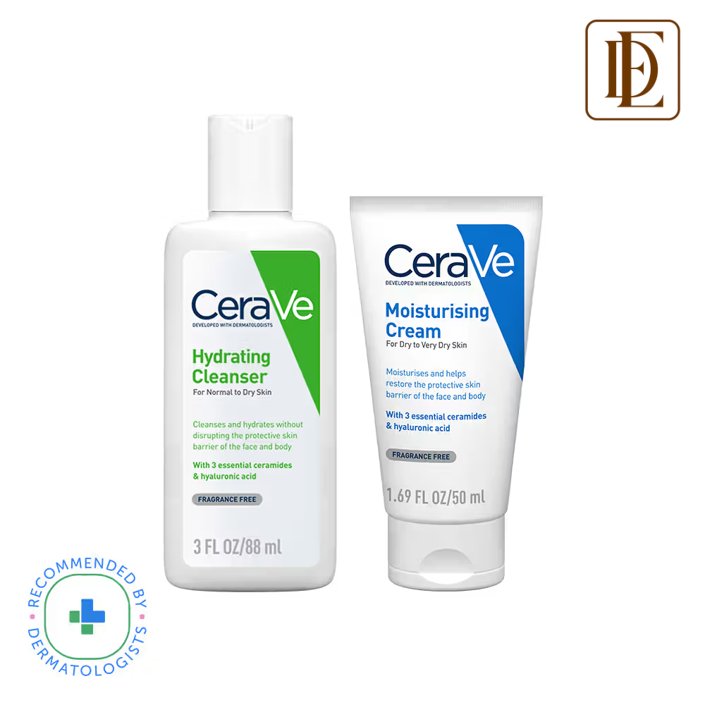 CeraVe Facewash & Moisturizer Combo with Ceramides - Daily Skincare Routine for Normal To Dry Skin