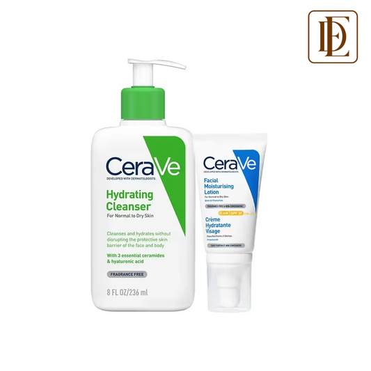 CeraVe Hydrating Facewash & AM Moisturizing Lotion with SPF 30 Combo - Morning Regime