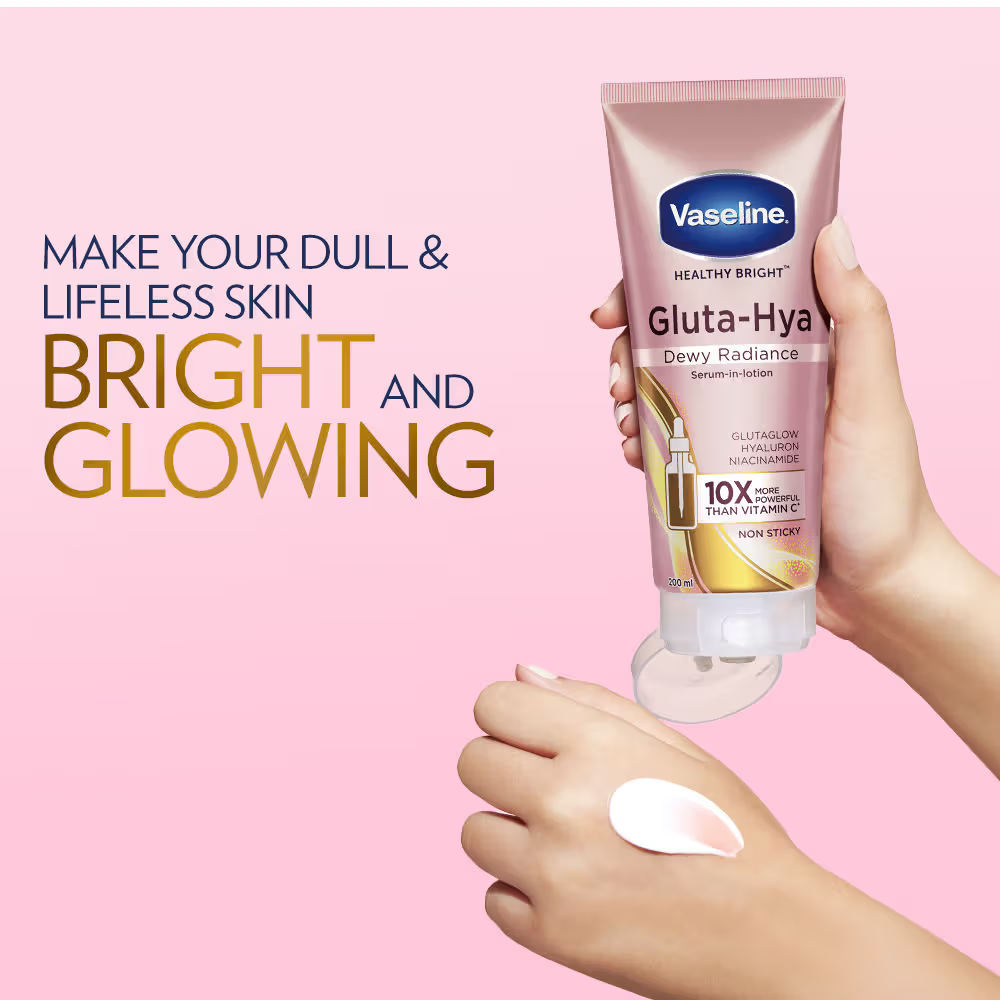 Vaseline Gluta Hya Antioxidant SPF 50 PA+++ Sunscreen + Gluta-Hya Dewy Radiance Lotion Bright Combo