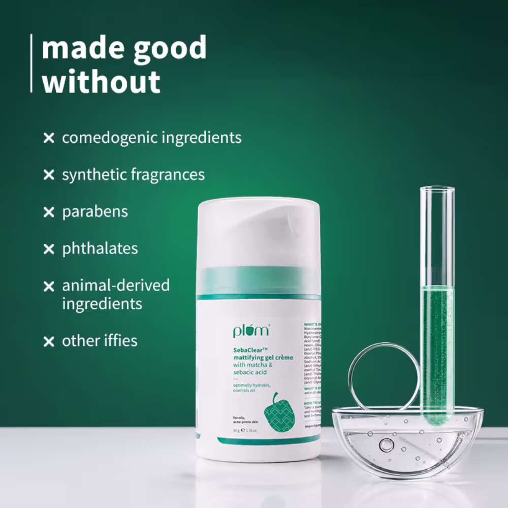 Plum SebaclearTM Mattifying Gel Crème With Matcha & Sebacic Acid