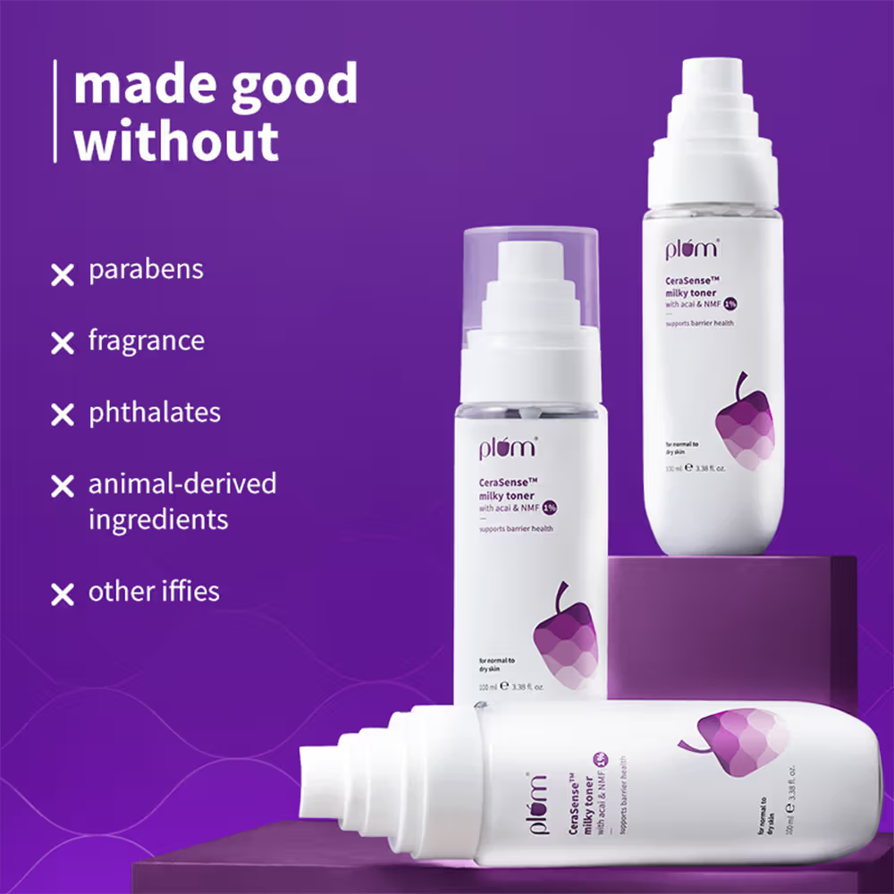 Plum Cerasense Milky Toner with Ceramides & Peptides For Barrier Repair