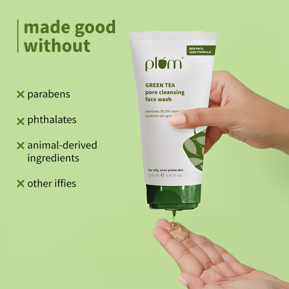 Plum Green Tea Pore Cleansing Gel Face Wash With Glycolic Acid - Fights Acne & Oil For Clear Skin