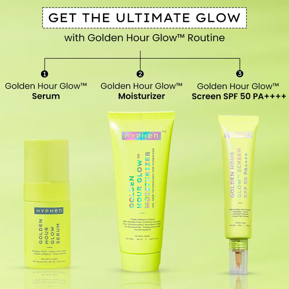 Hyphen Golden Hour Glow Sunscreen SPF 50 PA++++ for Dewy & Bright Skin High UVA/B Protection