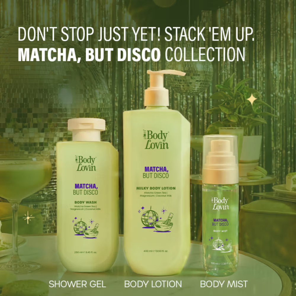 Plum BodyLovin’ Matcha, But Disco Body Wash, Calming & Smoothening, Lactonic Matcha Fragrance