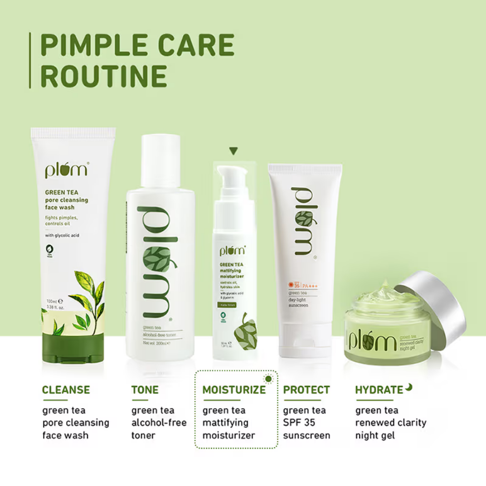 Plum Green Tea Mattifying Moisturizer With Glycolic Acid & Glycerin For matte finish controls oil,hydrates skin