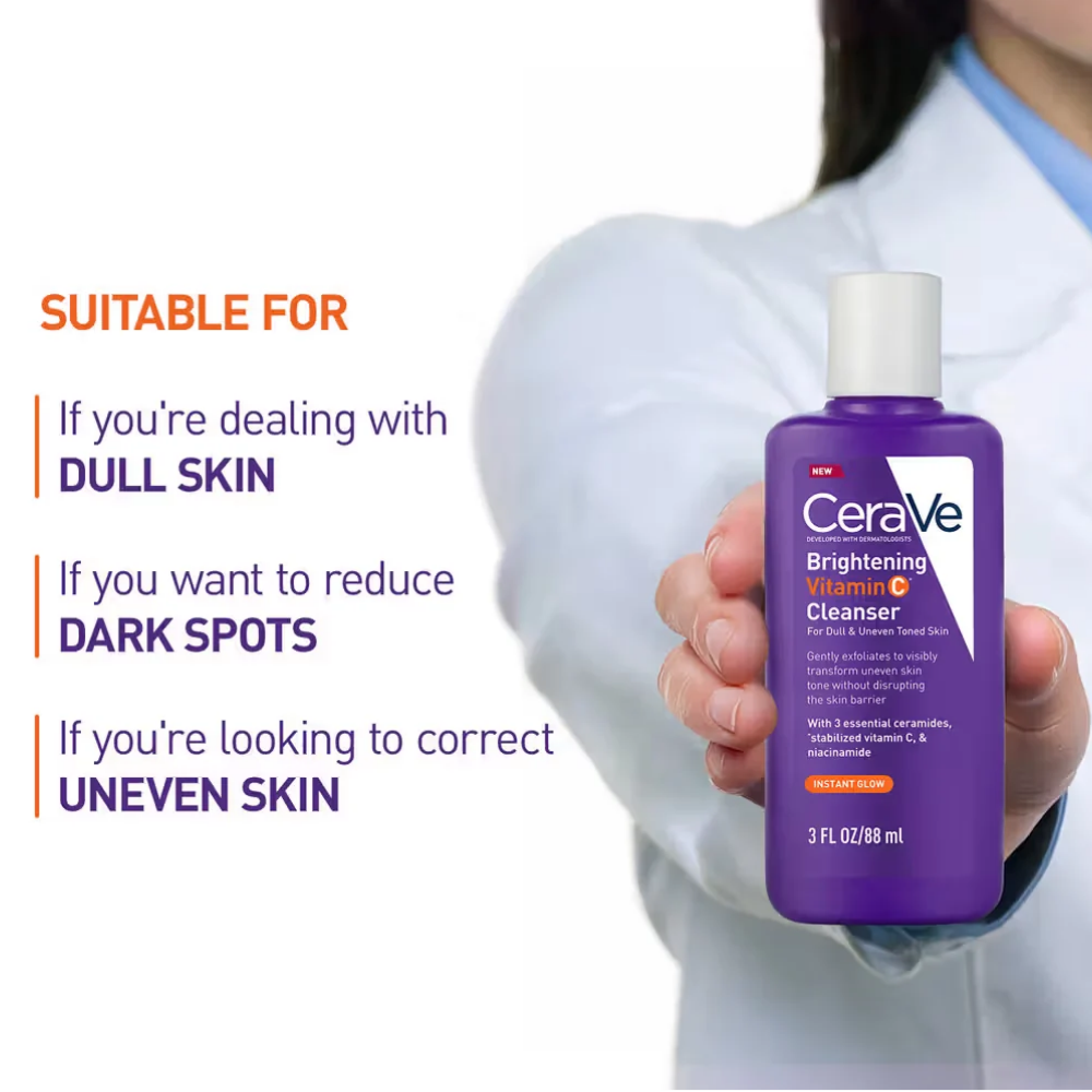 CeraVe Brightening Vitamin C Face Wash For Dull & Uneven Skin