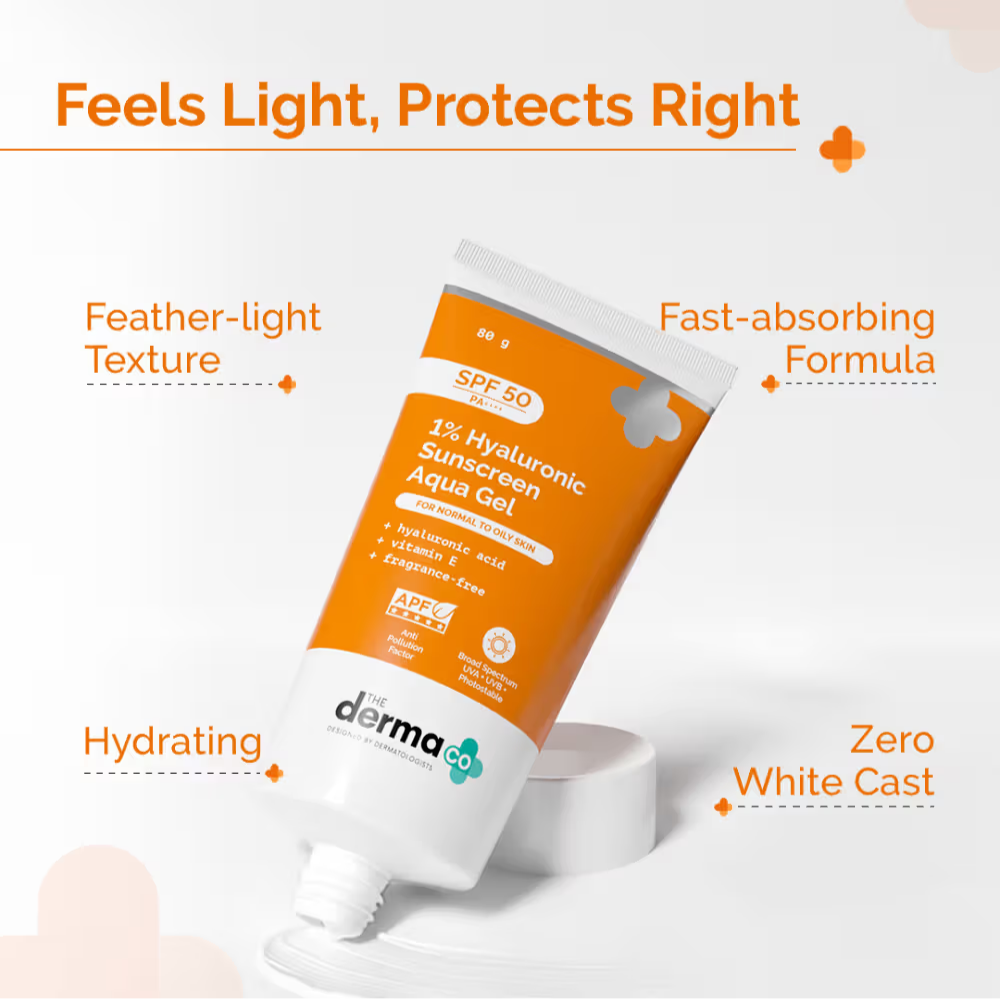 The Derma Co 1% Hyaluronic Sunscreen SPF 50 PA++++ Aqua Gel For Normal To Oily... - In-Vivo tested